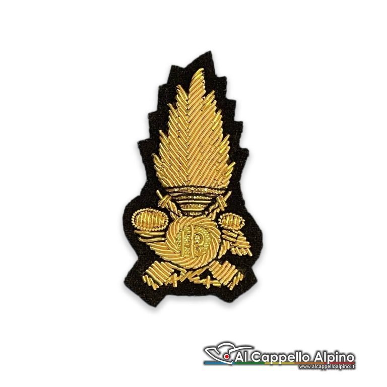 Rc042 Donna Fregio Fav Guardia Di Finanza Donna Oro Fondo Grigio Scuro Ricamato A Mano 65x35 Cm